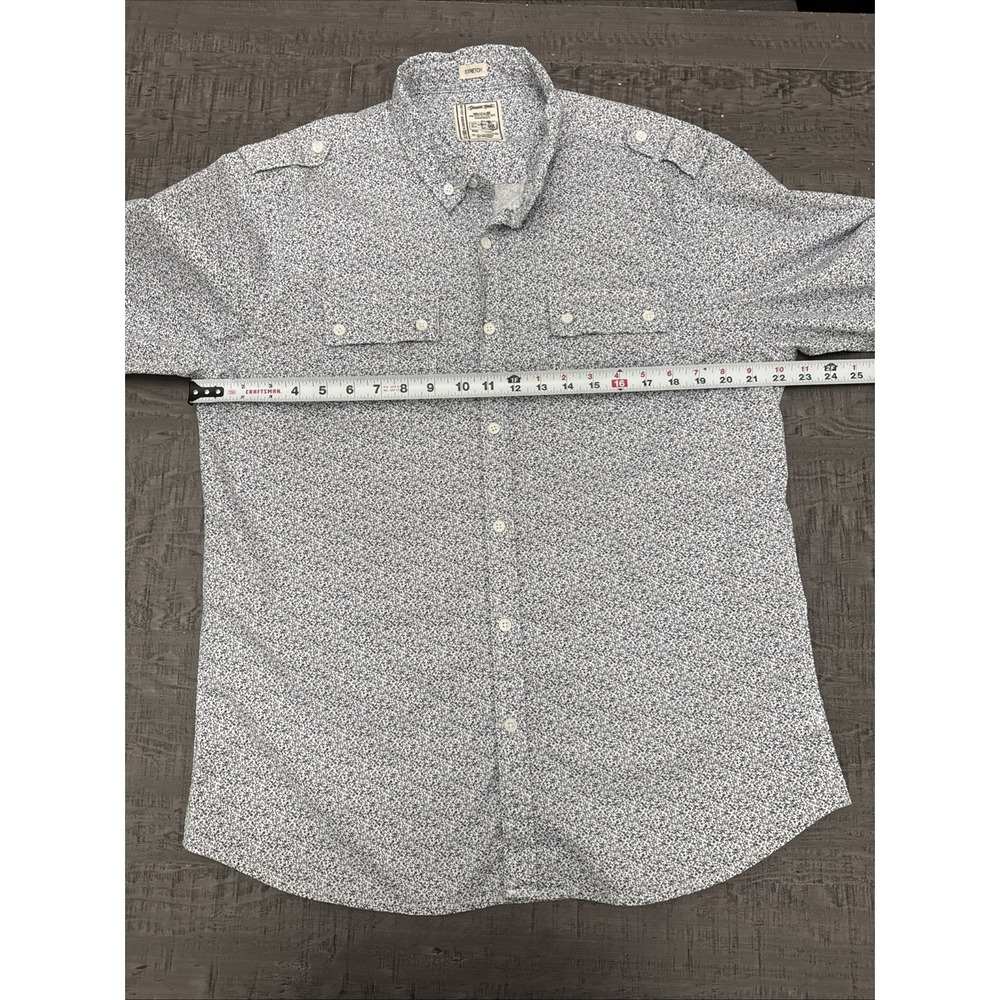 Colours Alexander Julian White Blue Shirt Micro Print Leaves Botanical Size XL - Picture 7 of 10